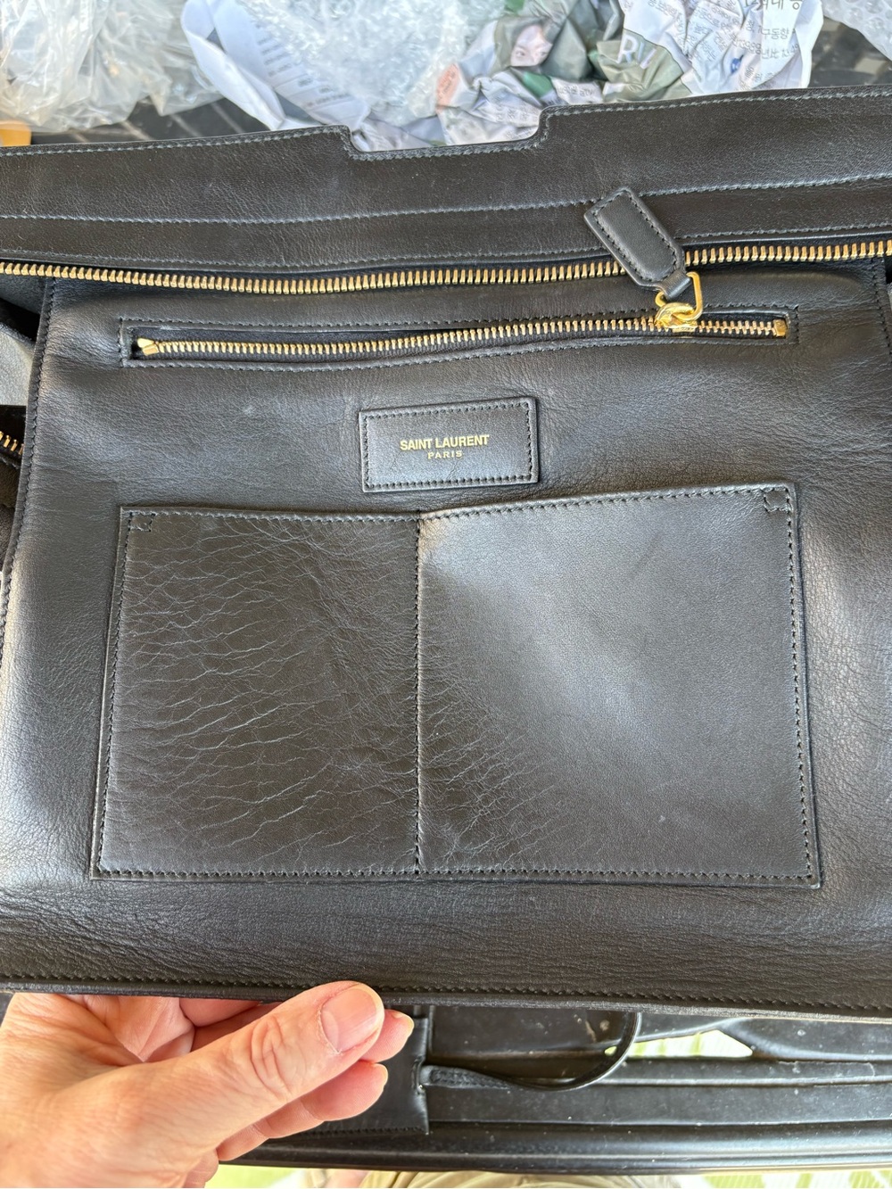 Saint Laurent Black Smooth Calfskin Leather Medium Classic Y Cabas Bag - Picture 9 of 11